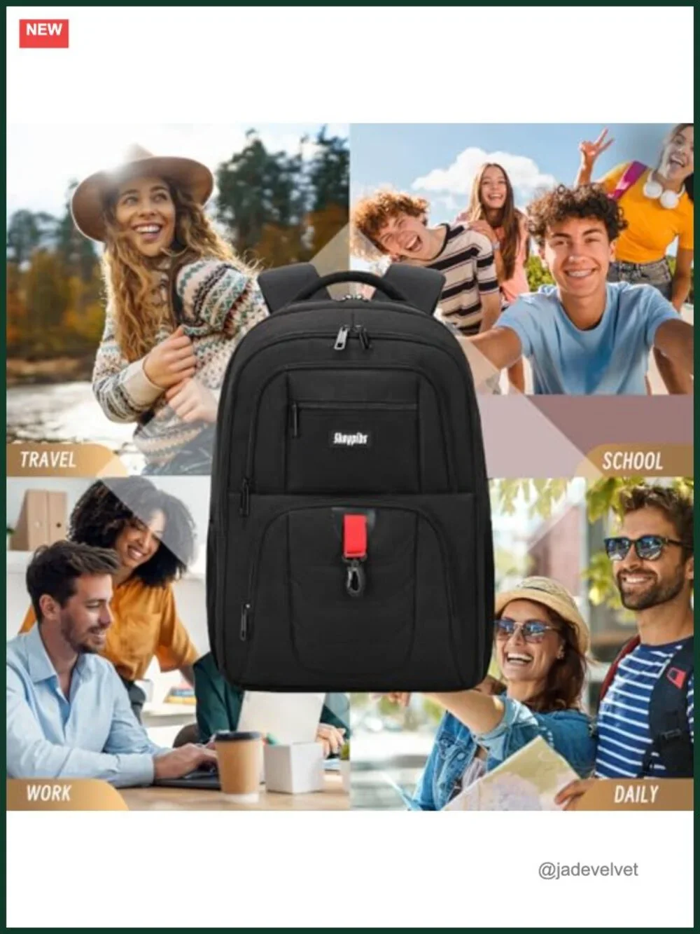 15.6 Inch Laptop Backpack with Reinforced Straps, Water Resistant, Polyester,